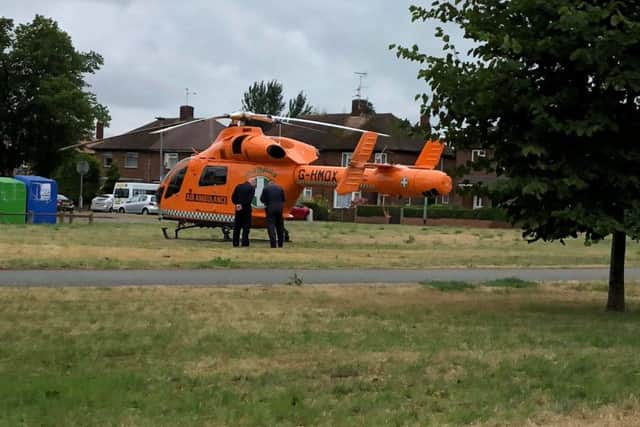 Magpas Air Ambulance at the scene. Photo: Hammie Armitage-Yallup