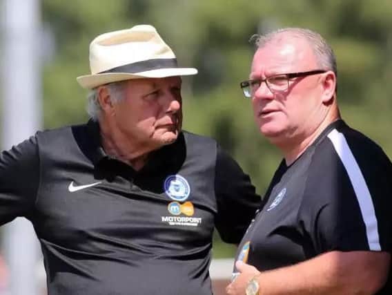 Posh manager Steve Evans (right) and director of football Barry Fry