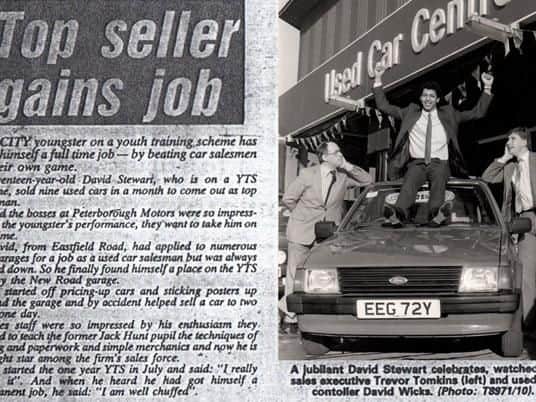 David wins the top salesman award - reported in the then Evening Telegraph in 1985.