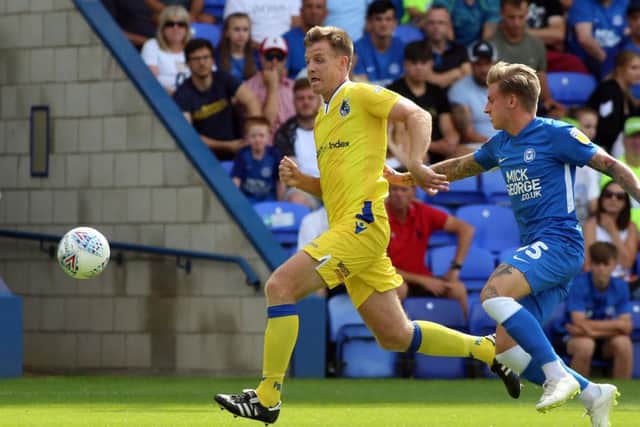 Posh striker Jason Cummings chases the ball in the game against Bristol Rovers. Photo: Joe Dent/theposh.com..