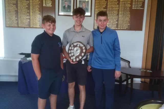The victorious Milton B team of Rylan Thomas, Sam Balaam and Jacob Williams.