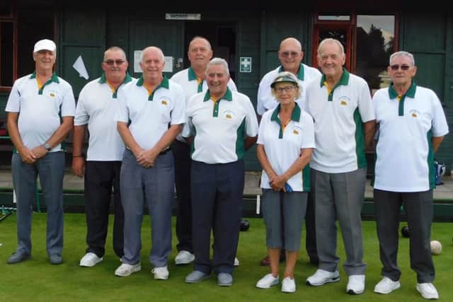The Peterborough & District team who were the Albert Rowlett Cup runners-up. They are from the  left (back) Brian Bassam, Dave Corney, Mick Greaves, Cliff Watson, (front) Alec Emery, Jeff Clipston, Jenny Harvey, Joe Martin and  Ray Keating.