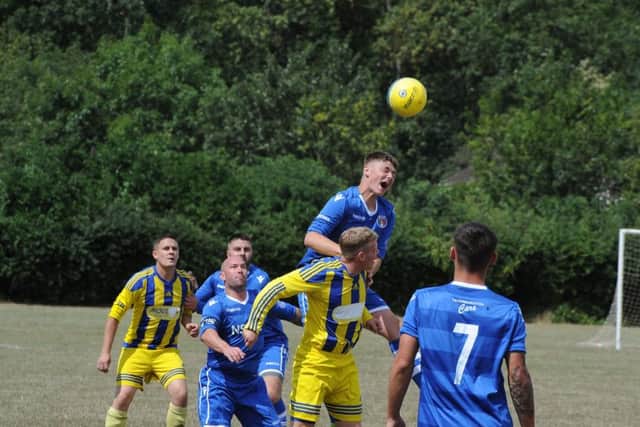 Action from ICA Sports v Moulton Harrox at Ringwood. Photo: David Lowndes.