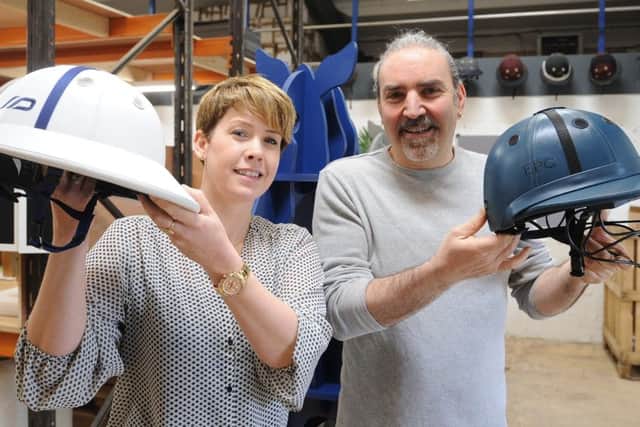 Silvio and Clair Perna of Automated Wire Bending Ltd, Vicarage Farm Road, Fengate. They make polo helmets for export EMN-180416-145524009