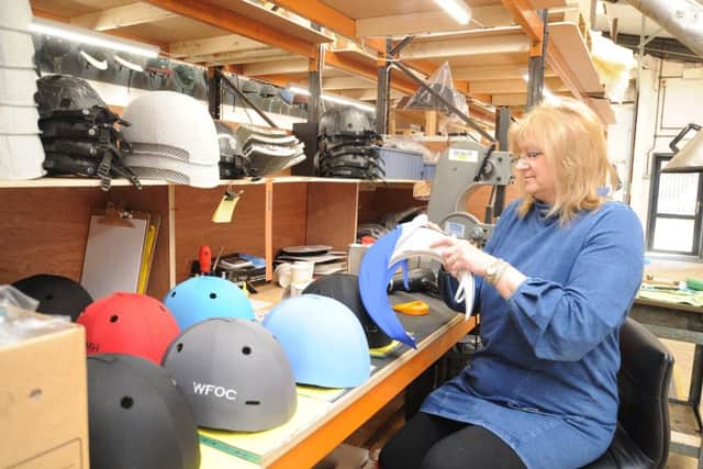 Staff at Automated Wire Bending Ltd, Vicarage Farm Road, Fengate. They make polo helmets for export EMN-180416-145941009