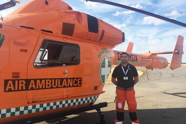 Dan outside the current Magpas air ambulance