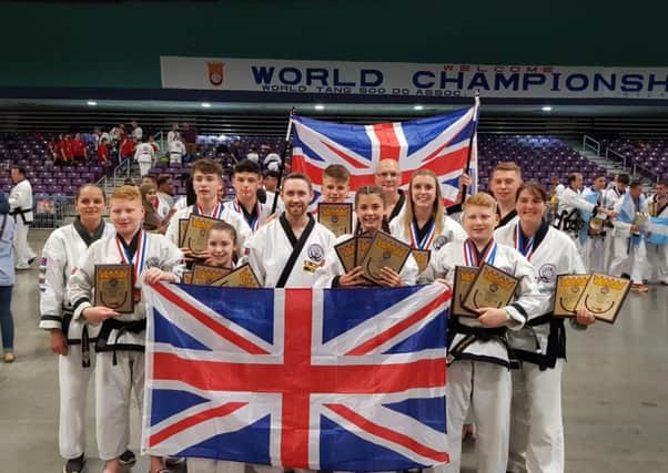 The Market Deeping Tang Soo Do Club members at the World Championships in Colorado.