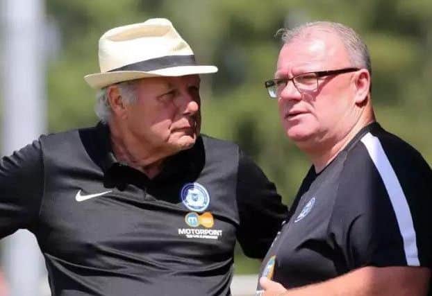 Posh manager Steve Evans (right) and director of football Barry Fry.