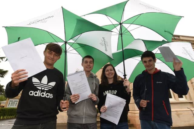 Pupils at The Peterborough School receiving their results