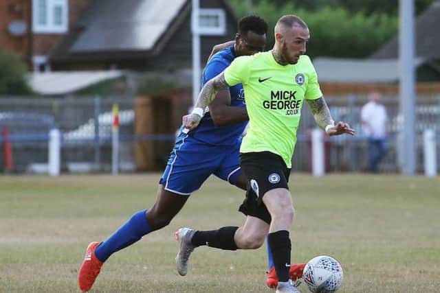 Marcus Maddison in action for Posh at Potton. Photo: Joe Dent/theposh.com.