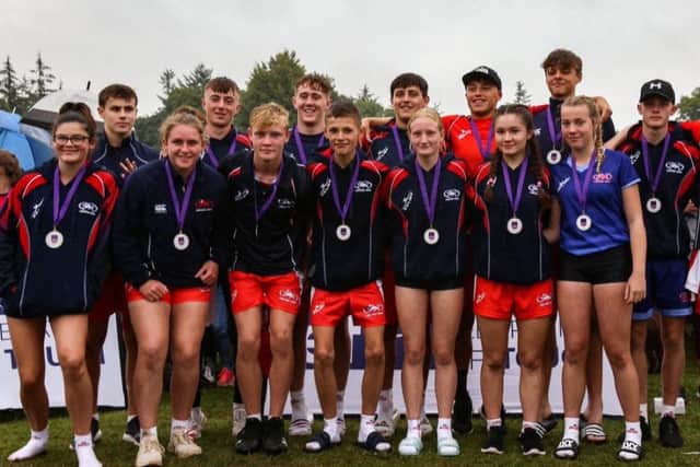 Ben Dobson (back row, second left) with the England Under 18 Mixed team that won silver medals.