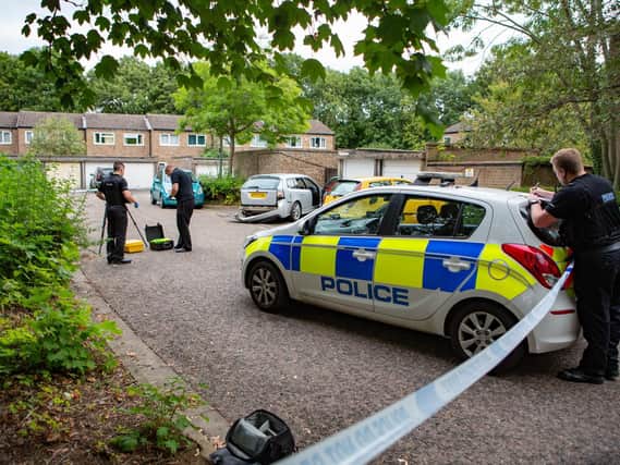 Police at the scene in Bretton Way in Peterborough. Photo. Terry Harris