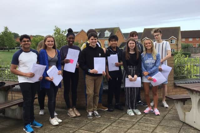 Hampton College pupils with their results