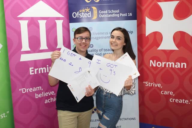 Ben Tomsett and Lily Mayes celebrating their GCSEs