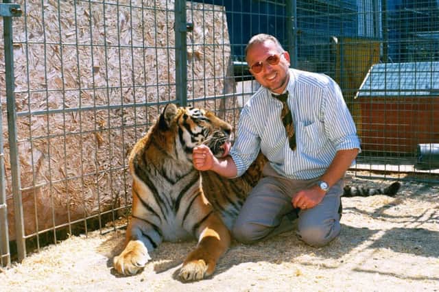 David with a tiger used in the Esso adverts. It seemed to be friendly! he said.