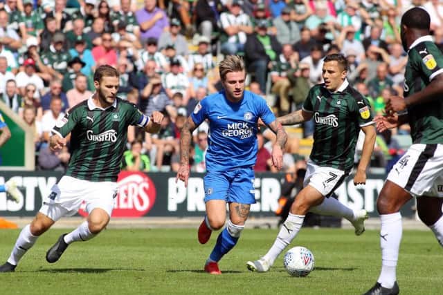 Jason Cummings of Peterborough United in action against Plymouth Argyle. Picture: Joe Dent