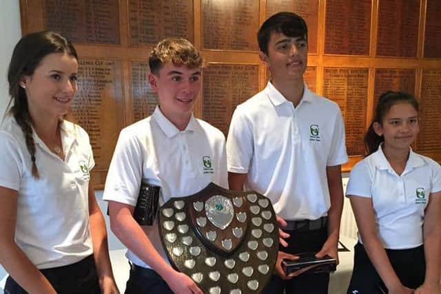 Pictured is the Greetham Valley team of Ellie Haughton, Joe Sargood, Luc Affleck and  Isabella Condie that won the South Lincs Golf Union Junior League title by beating teams from Spalding and Stoke Rochford in the finals at Belton Park.