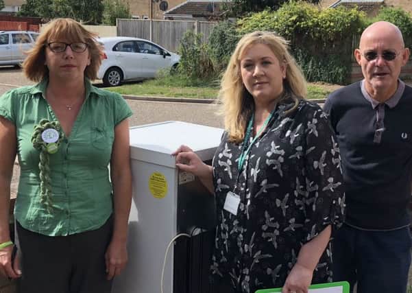 (Left to right): Green Party member Nicola Day, Cllr Julie Howell and Parish Cllr Barry Warne PHOTO: Julie Howell