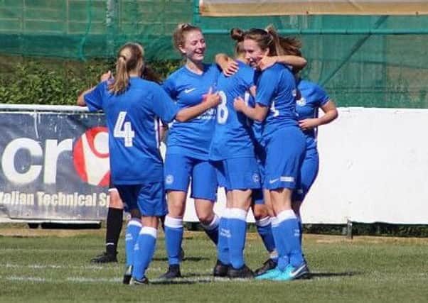 Posh Ladies celebrates scoring against St Ives Town. Picture: Gary Reed