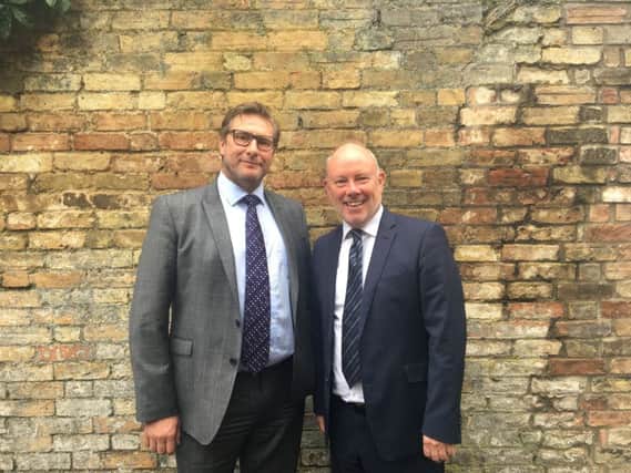 Cambridgeshire and Peterborough Mayor James Palmer with Martin Whiteley