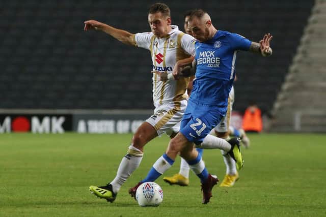 Marcus Maddison in action for Posh at MK Dons. Photo: Joe Dent/theposh.com.