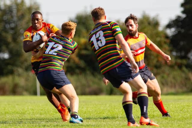 Tanaka Kanhukamwe attacks for Borough against Northampton Old Scouts.