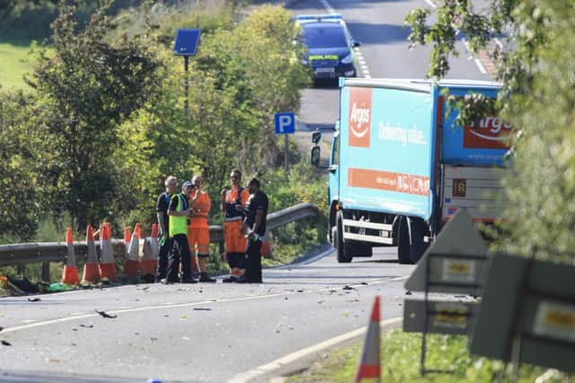 The crash debris following the accident at Wansford on Sunday