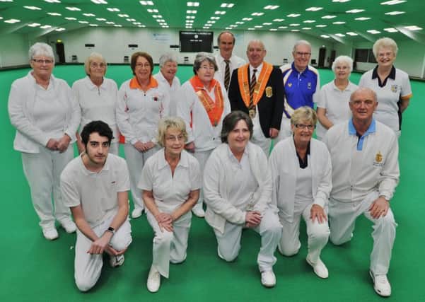 Pictured are competitors and officials at  this  year's Northants county indoor bowls championships at Burton Street.