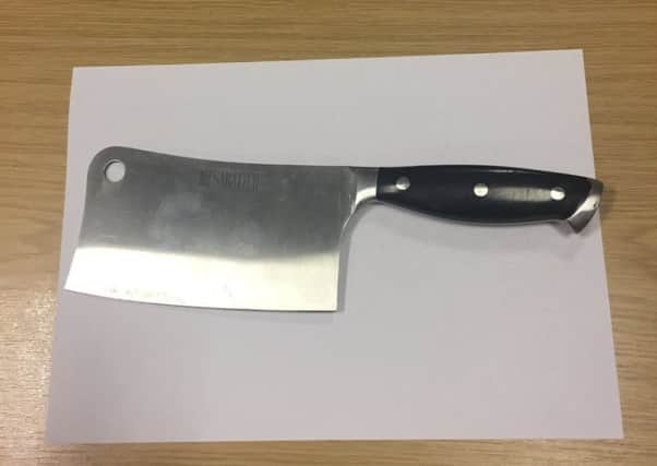The meat cleaver found by police