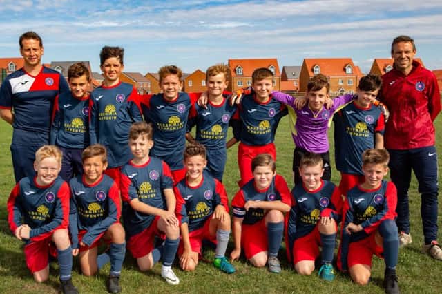 Pictured is the Wittering Harriers Under 12 team that beat Park Farm Pumas 2-1. Their team was Joshua Addy, Matthew Brumpton, Reuben Fox-Bayliss, Alfie Green, Alfie Hardie, Marc Horton, Samual Hutchinson, Archie Lamont, Ben Skellet, Thomas Ketteringham, Ryan Kennedy-Brown, Luke Longstaff, Harvey Mountain, Oliver Wojciechowski.
