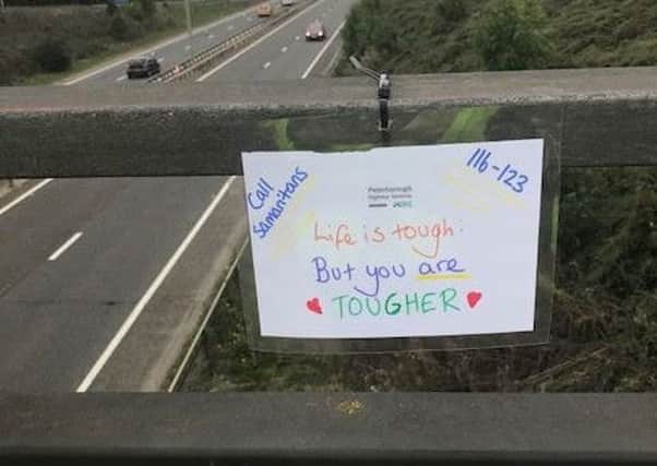 One of the supportive bridge messages. Photo: Peterborough City Council