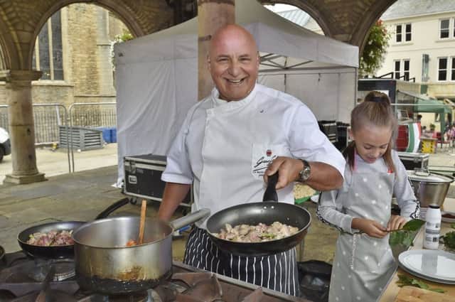 Italian Festival at Cathedrall Square.  Chef Aldo Zilli with his daughter Twiggy. EMN-180809-204224009