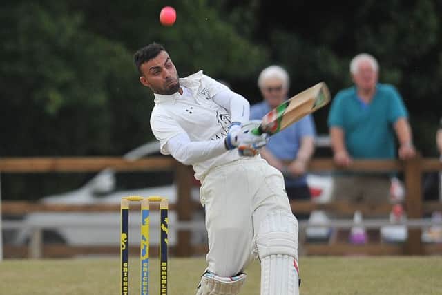 Zeeshan Manzoor smashed 128 not out for Ketton Sports at Wigston.