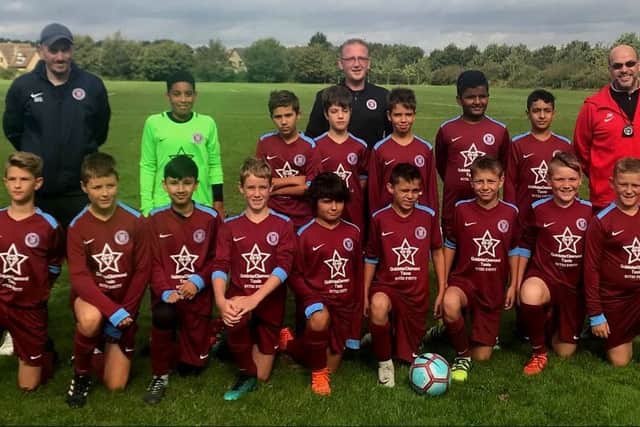 Thorpe Wood Rangers Under 12s, sponsored by Goldstar Diamond Cabs, are pictured before their 2-1 win over Gunthorpe Harriers. From the left they are, back, Mark Gasson ( Coach) Jamace Dale, Simao Martins, Salvador Fernandes, Steve Barnsley (Assistant) Tomas Freitas de Paz, Adhish Sunish-Kumar, Sadin Hamad, John Martins (Manager), front, Devon Nelson, Alexander Kula, Mohammed Zain Chowdry, Jimmy Saidler (Captain) Rodrigo Marques, Callum Rathour, Kane Lynch, Alfie Wright, William Barnsley.
