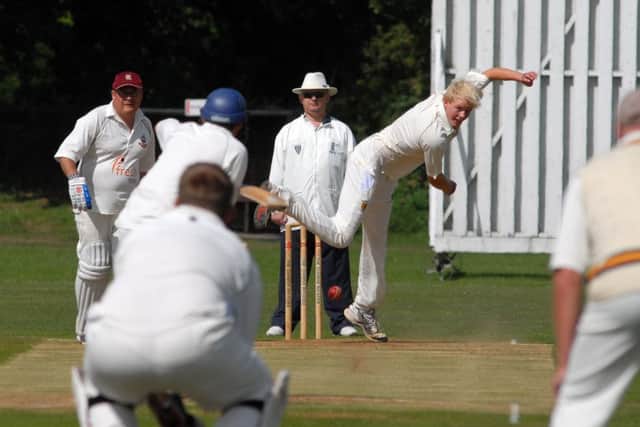 Chappell bowling for Stamford Town CC 1sts v Skegness CC 2nds