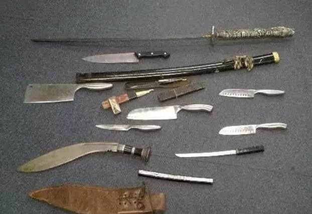 Weapons seized during a previous knife amnesty by Cambridgeshire police