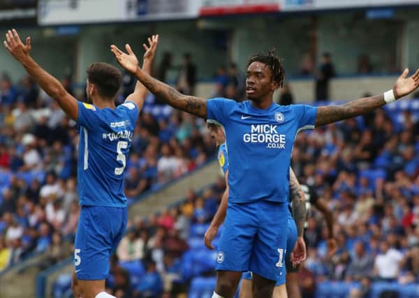 Posh substitute Ivan Toney appeals in vain for a decision in the home defeat at the hands of Portsmouth. Photo: Joe Dent/theposh.com.