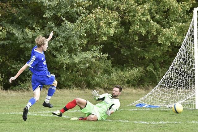 Limetree go close to scoring in their Peterborough League Division Five match against Hampton Reserves. Photo: David Lowndes.