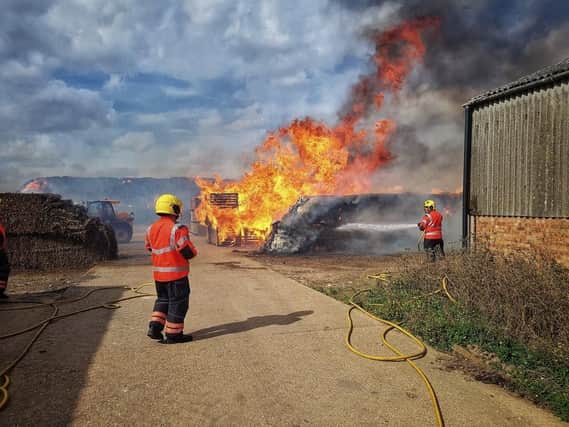 Crews at the fire in Chatteris this afternoon