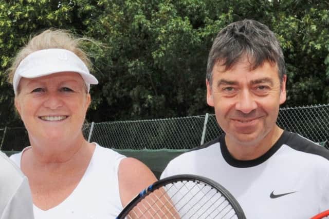 Longthorpe mixed doubles open champions Caroline Beaty & Phil Watson.
