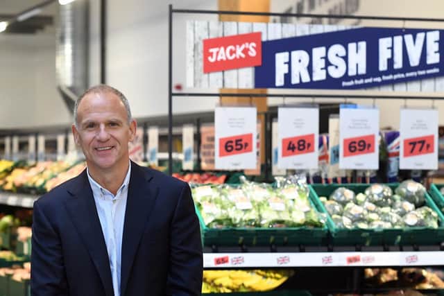 Dave Lewis, chief executive of Tesco, in Chatteris opening the first Jack's store.