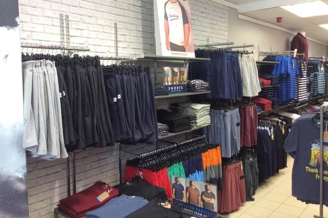 Some of the clothing range in a typical BadRhino store.
