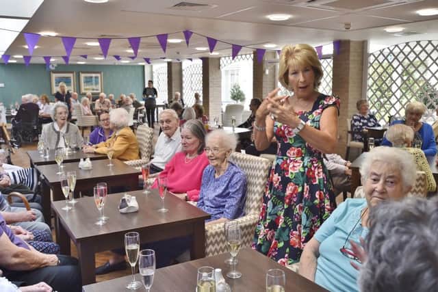 Official opening of the Lapwing Apartments at Matley, Orton Brimbles. guest Jennie Bond, former BBC Royal Correspondent talking to residents EMN-180919-152547009
