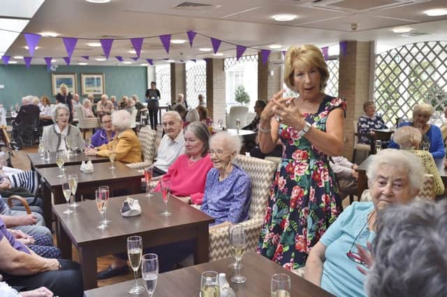 Official opening of the Lapwing Apartments at Matley, Orton Brimbles.  guest Jennie Bond, former BBC Royal Correspondent talking to residents EMN-180919-152547009