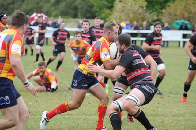 Action from Oundle's 16-13 win over Borough (in possession). Photo: David Lowndes.