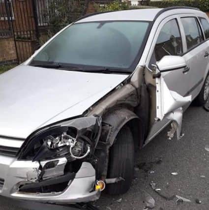 The damaged Vauxhall