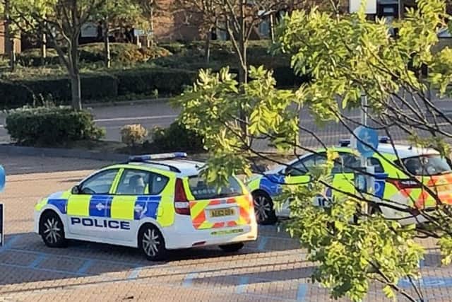 Police at the Werrington Centre. Photo: Andy Simmonds