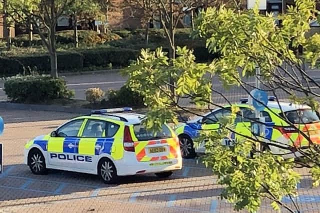Police at the Werrington Centre. Photo: Andy Simmonds
