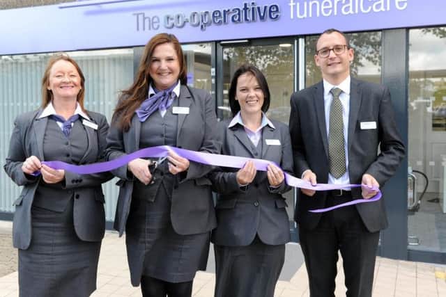 Funeral director Joanne Mease marks the opening of the new Central England Co-operative Funeralcare, in Bretton.