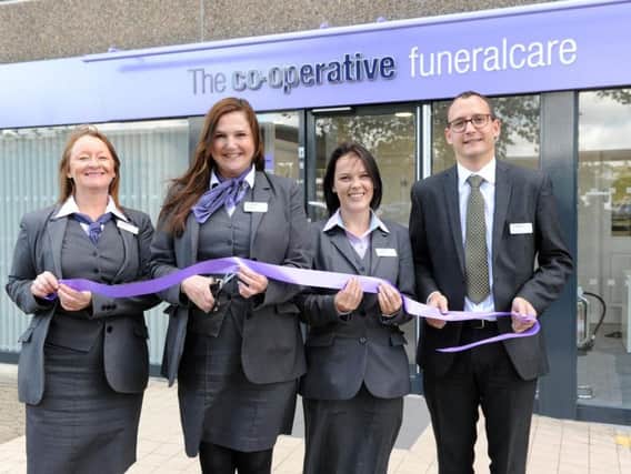 Funeral director Joanne Mease marks the opening of the new Central England Co-operative Funeralcare, in Bretton.